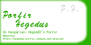 porfir hegedus business card